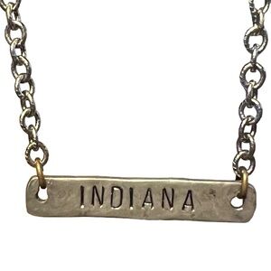 Rustic “INDIANA” Stamped Silver-toned Necklace